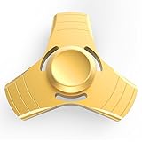 Fidget Spinner, LightBiz Noiseless Metal Hand Tri Spinners High Speed 1-5 Min Spins (Gold)