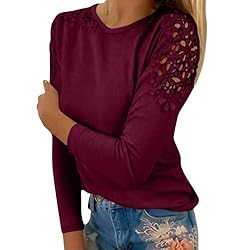 iPOGP Women's Round Neck Solid Color Hollow