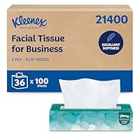 Kleenex Professional Facial Tissue, Bulk (21400), 2-Ply, White, Flat Boxed Format, Designed for Business (100 Tissues/Box, 36 Boxes, 3,600 Sheets/Case)
