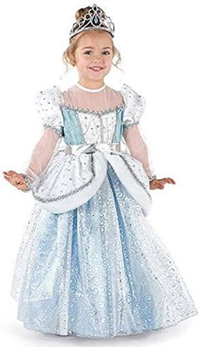 Hallowkid Girls Kids Children Cinderella Fancy Princess Palace Cosplay Dress (130cm/7T-8T, Blue 2)