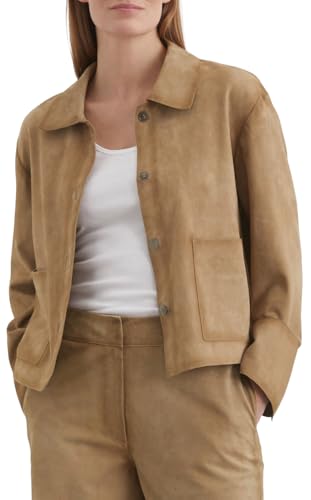 Marc Oß´Polo Camisa tipo chaqueta Mujer Overshirt de piel, Beige (Summer Sand), 46