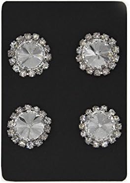 SHINYTIME Crystal Rhinestone Buttons 4 Pieces Sew-On Clear Diamond Buttons DIY Craft Embellishment Wedding bouquet accessories decorative buttons for clothing