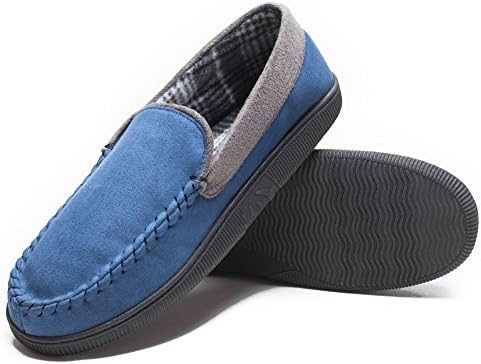CareBey Men's Comfortable Flats Indoor and Outdoor Loafers Driving Moccasins Slippers Shoes Blue and Grey US 9.5-10.5 M
