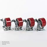 4" X 2" Swivel Casters Heavy Duty Polyurethane on Steel Hub Wheel with Brake 700lb Each (4) Tool Box