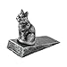 Vintage Cast Iron Cat Door Stop Wedge by Comfify | Lovely Decorative Finish, Padded Anti-Scratch Felt Bottom Protects Floors | in Silver with Black