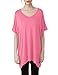 Elbon Boutique Womens short Sleeve V-Neck Hi-Low Loose Fit T-shirt Tunic Top