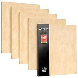 Arteza Wooden Canvas Board, 8x10 Inch, Pack of