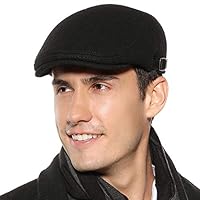 Sumolux Mens Newsboy Cap Winter Cotton Beret Hat Cabbie Flat Cap Black