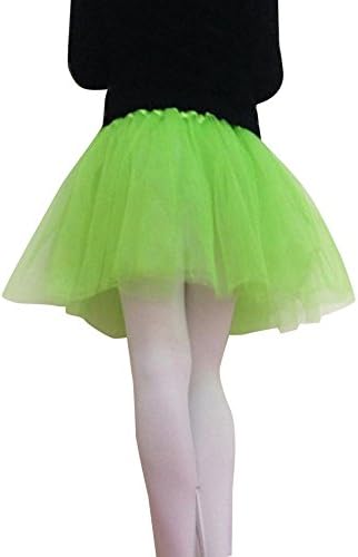 OUBAO Adult Pretty Girl Elastic Stretchy Tulle Dress Tutu 3 Layer Skirt (Green)