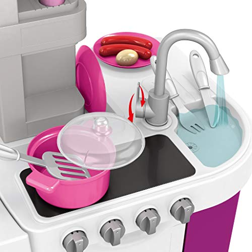 Deluxe Kitchen Playset, Mosunx Kids Play and Pretend Kitchen Set with Sound and Lights,Simulation Cooking Toys for Boys Girls Over 3 Years Old (Purple, for 3Years Old +) - Thumbnail 6