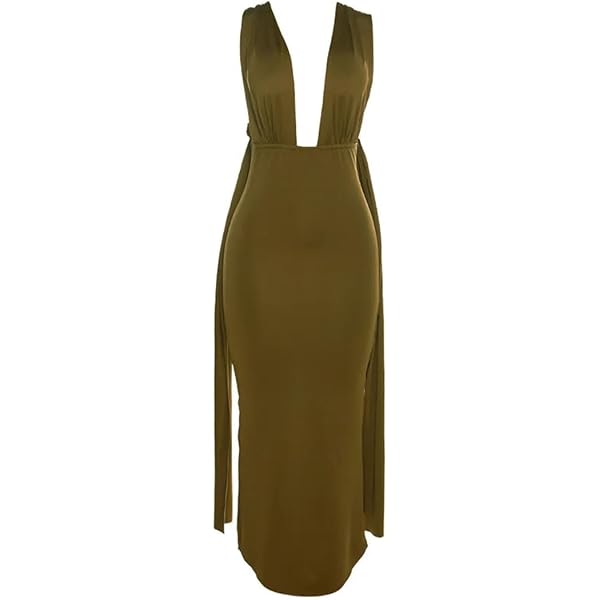 Amazon.com: Milumia Women's Long Slip Dress Ruched Spaghetti Strap  Sleeveless Fishtail Bodycon Maxi Cami Dress Army Green Large : Clothing,  Shoes & Jewelry