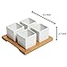 4 Piece Modern White Mini Square Cube Ceramic Succulent Planters / Flower Pots w/ Bamboo Tray - 2x2 Inch