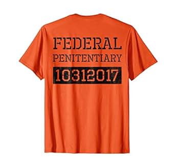 Amazon.com: Halloween Inmate Costume Orange Shirt Federal Penitentiary: Clothing