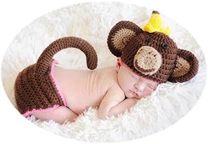Baby Box Newborn Photography Crochet Cloting Outfit Props,Monkey