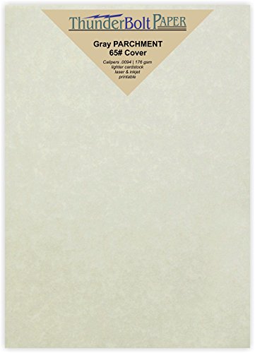 100 Gray Parchment 65lb Cover Weight Paper - 5" X 7" (5X7 Inches) Photo|Card|Frame Size - Printable Cardstock Colored Sheets Old Parchment Semblance