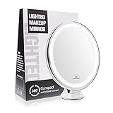 7X Magnifying Lighted Makeup Mirror with Suction Cup By Terresa - Lightweight Travel and Oval Design Bathroom Shower Mirror with Lights and Magnification - Standing or Wall Mounted