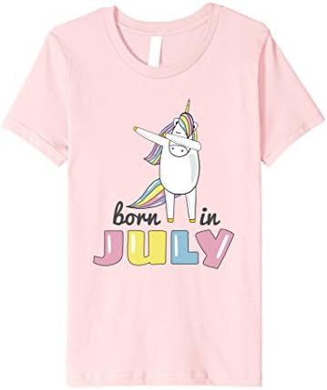 unisex-child Born in July Unicorn - Funny T Shirt Dabbing Hip-Hop Pose 4 Pink