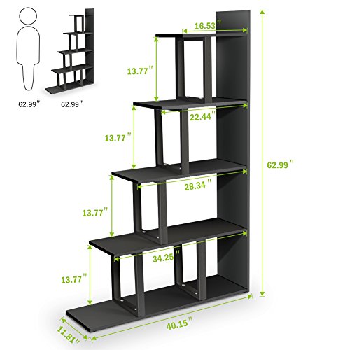 Tribesigns 5Tier Bookshelf, Modern 5 Shelf Ladder Corner Shelf