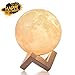 BRIGHTWORLD Moon Lamp, 3D Printing Lunar Lamp Night Light as Kids Women Girls Gift, USB Charging Touch Control Brightness Two Tone Warm Cool White 4.7IN (Upgraded Version)