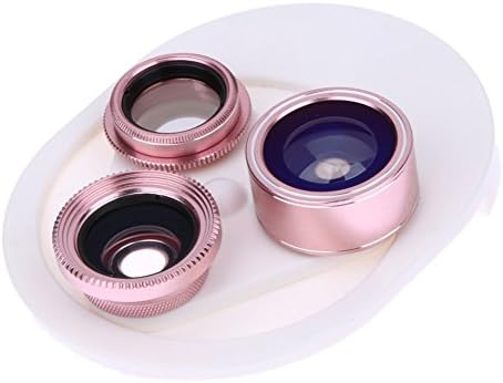 Universal 4 in 1 Clip-on Camera Lens Kit Fish Eye Lens, Wide Angle Lens + Macro Lens, CPL Lens for iPhone 7 iPhone 6/6 Plus/6S/6S Plus/5/5S and Cell Phone Camera Lenses (Rose Gold)