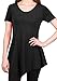 [DRSKIN] WS05 Women Handkerchief Hem Short Sleeve Long Tunic Top. (3XL, Black)