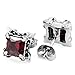 INBLUE Men's Stainless Steel Stud Earrings CZ Silver Tone Black Red Dragon Claw Square