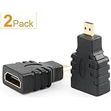 SHD HDMI Adapter Micro HDMI Male to HDMI Female HDMI Coupler Gold plated HDMI Cable Connector-2Pack