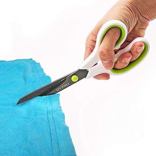 image for Office Scissors- QYZHLI 8 Inch Soft Comfort-Grip Handles & Titanium Sh