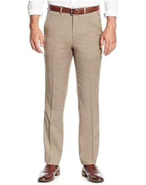 Mens Flat Front Sharkskin Classic-Fit Dress Pants, Tan, 38Wx30L