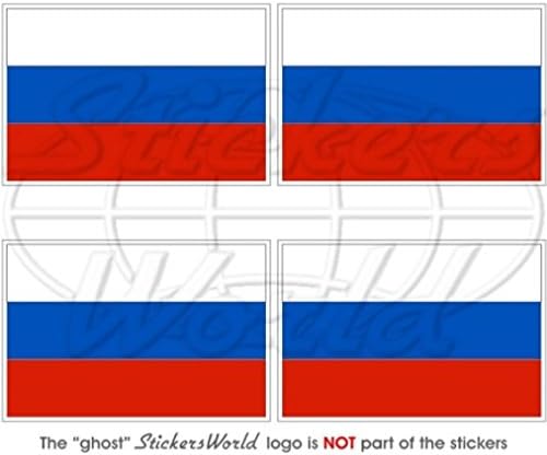 Russia Russian Federation Flag 2" (50mm) Vinyl Bumper-Helmet Stickers, Decals x4