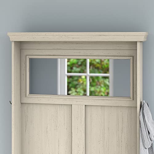 Bush Furniture Fairview Hall Tree with Storage Bench in Antique White