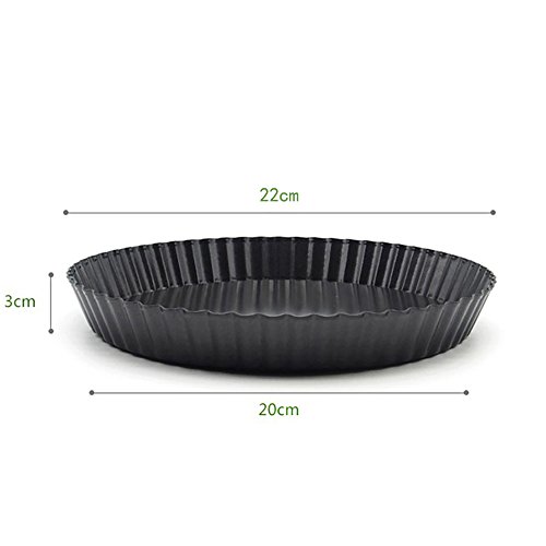 TOTOONE Non-stick 8 inch Fluted Pizza Pan Quiche Pan With Removable Loose Bottom Tart Pie Pan Pie Pan BM1036 - Thumbnail 2