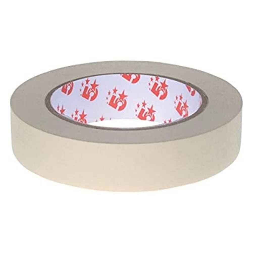 5 Star Office Masking Tape Crepe Paper 25mm x 50m [Pack 6], White