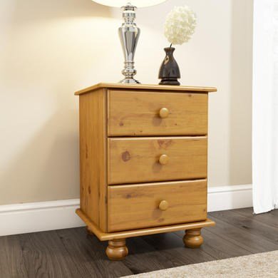 Hamilton 3 Drawer Wooden Bedside Table Cabinet In Pine Amazon Co