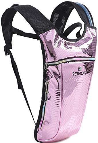 REINOS Hydration Backpack - Light Water Pack - 2L Water Bladder Included for Running, Hiking, Biking, Festivals, Raves (Purple Snake)