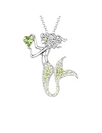 Moda collar de piedra joyas chapado en oro blanco vidrio austriaco magia de sirena colgante regalo