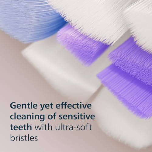 Philips Sonicare S2 Sensitive - Genuine Replacement Electric Toothbrush Heads, White, 4 Pack One Year Supply, HX6054/77