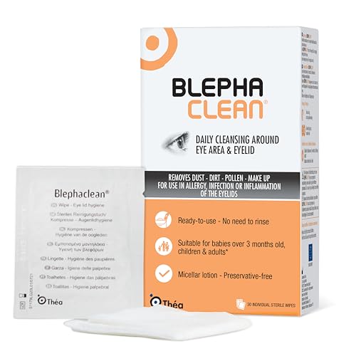Thea Pharma BlephaClean Lid Wipes - Gentle, Sterile Ready-to-Use for Daily Lid Care, Ideal for those diagnosed with Dry Eye, including MGD & Blepharitis and Infants, Individually Wrapped - 30 Wipes