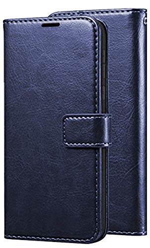 Leather Wallet Flip Book Cover Case for Moto G5S Plus - (Blue)
