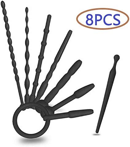 Annanales 97-8 Pcs Silicone Massage Uré-thrâl Dilator Plug Massage Toy for Men for Beginner and Advanced (Black)
