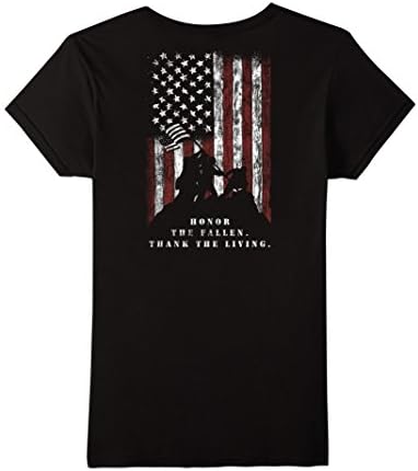 Womens Veteran Shirt Honor the Fallen Thank the Living USA Flag Medium Black