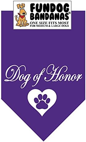 Dog of Honor Dog Bandana (Suitable for Weddings) (One Size Fits Most for Medium to Large Dogs, Light Purple)