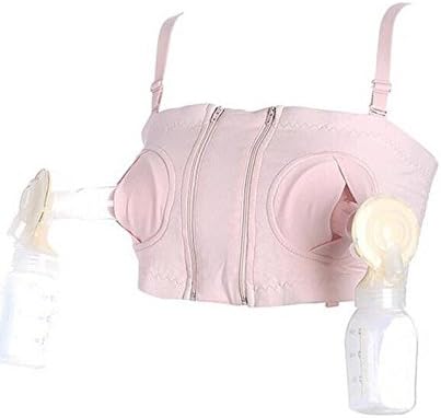 Hands-Free Maternity Nursing Bra for Breastfeeding - Comfortable &amp; Pumping Bra - Fashion Breast pump Bra, Black (Large, pink)