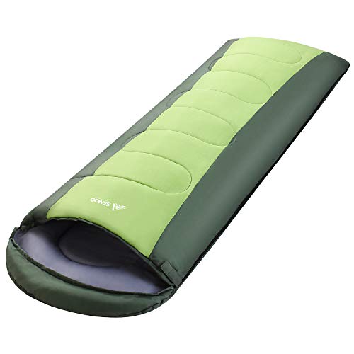 SEMOO Sleeping Bag, Portable Lightweight Water Resistant Temp Rating 42.8F/6C, Comfort 3 Season Envelope Sleeping Bags with Compression Sack Green