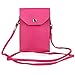 PU Leather 2 Layers Vertical Cellphone Pouch Bag with Shoulder Strap and Magnetic Button for Apple iPhone 7/iPhone 7 Plus Samsung Galaxy S7/S7 edge and Other Smartphone Hot Pink