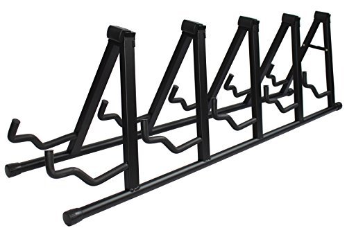 YMC Universal Folding 5 Holder Guitar Stand Rack with Secure Lock - for Acoustic and Electric Guitar