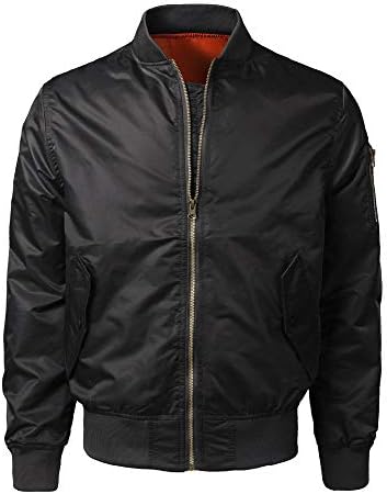 Fitfulvan Clearcance, Mens Jacket Zip-Front Casual Solid Slim Bomber Jacket Zipper Outwear