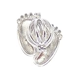 Julie Wang 10pcs Wholesale Bulk Silver Essential Oil Diffuser Lockets Aromatherapy with Lava Stone Beads Cages Pendant Charms Baby Foot Print