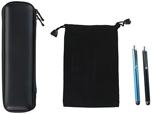 Case Star Â® Black and Aqua Blue Color Capacitive Stylus/styli Touch Screen Cellphone Tablet Pen with Black Color Hard Shell Protective Pencils Case, Graphics Tablet Stylus, Digital Touch Pen, Ballpoint Pen EVA Carrying Case/Bag/Pouch/Holder