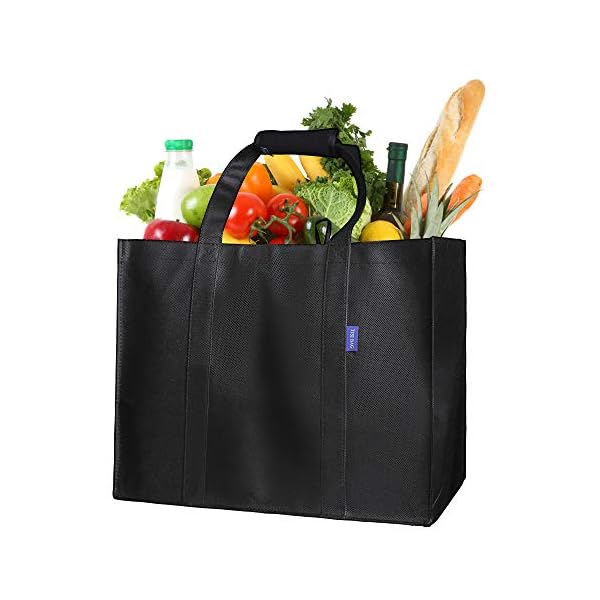 Reusable Shopping Bags Reinforced Bottom Set of 6pcs (Black) 4